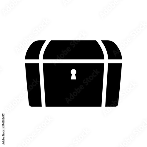 Old chest icon. Black silhouette. Front side view. Vector simple flat graphic illustration. Isolated object on a white background. Isolate.