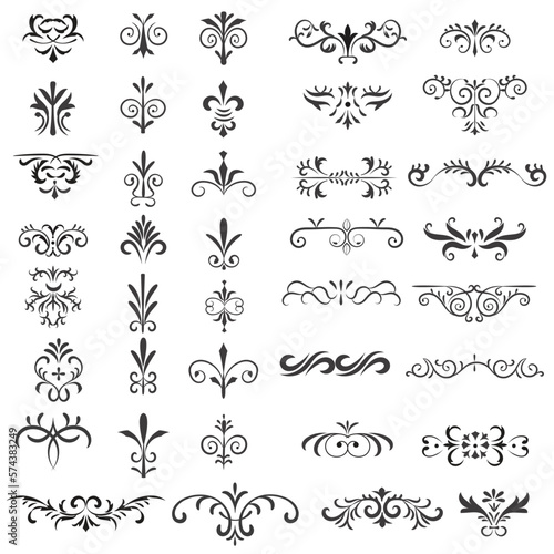 Ornamental Rule Lines in Different Design, Decorative dividers, Swirl elements, Vector graphic elements for design vector elements