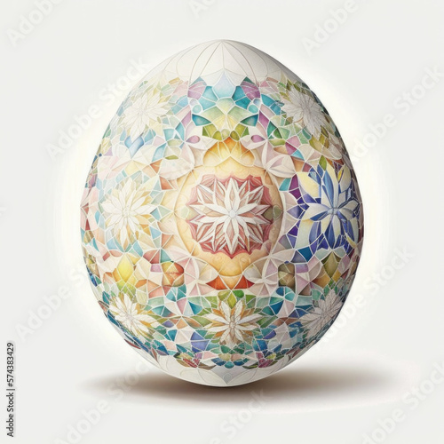 Isolated easter egg with a floral pattern. Generative AI