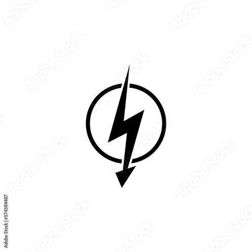Lightning bolt icon isolated on white background. 