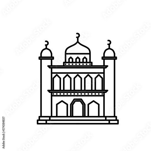 Mosque building line art is suitable for templates and colored books