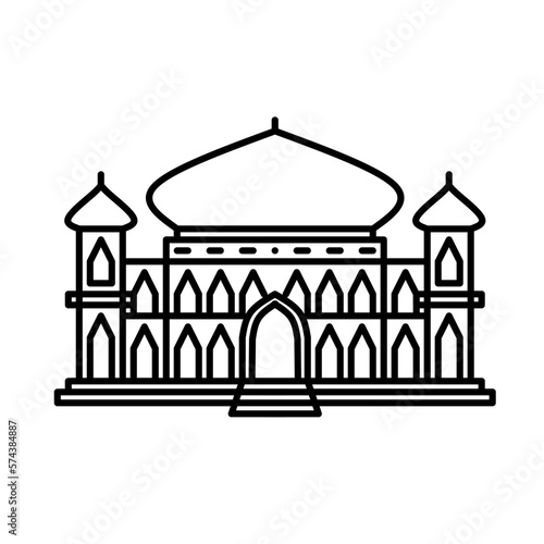 Mosque building line art is suitable for templates and colored books