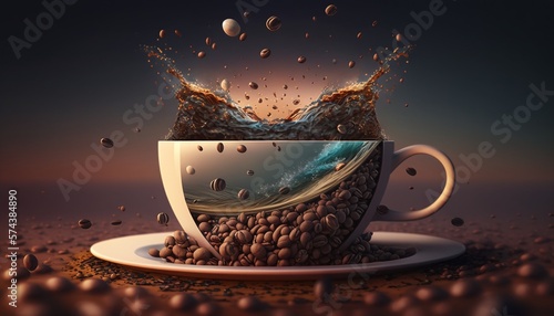 Cup of Coffee with Bouncy and Colorful Nuggets Generated by AI © Rodrigo