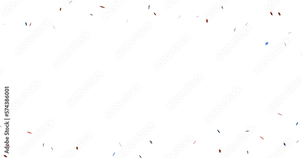 Obraz premium A blue glitter confetti border with red and blue stars on white