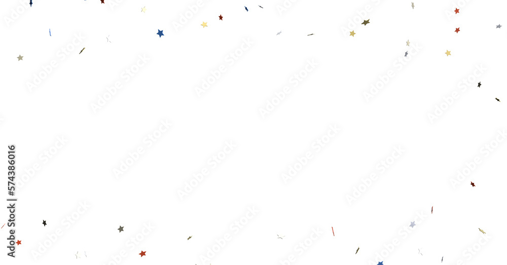 Fototapeta premium Stars - festive pattern with flying, falling red, blue, white stars in colors of the United States' flag