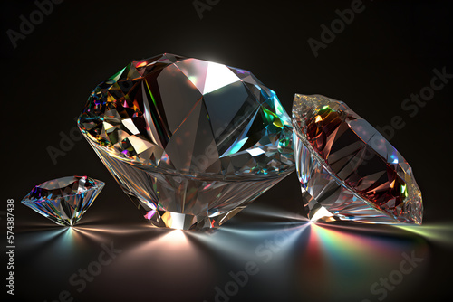 close-up of beautiful diamonds on white background