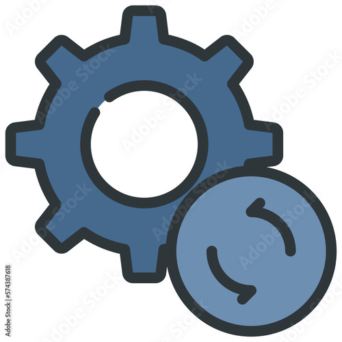 refresh system reboot cog icon filled outline