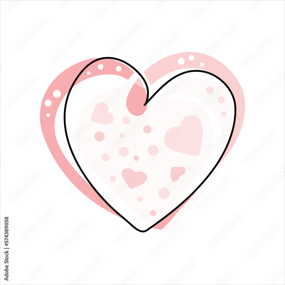Continuous line drawing of a heart, black and white Continuous line drawing of a heart, black and white