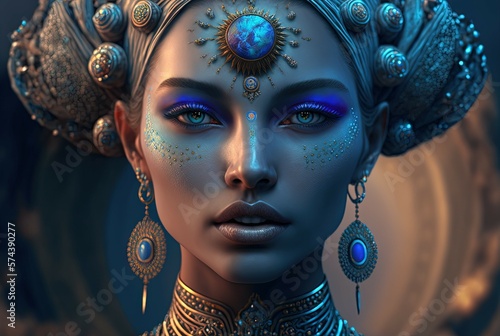 Goddess of Zodiac - Cancer. Generative AI, non-existent person.	