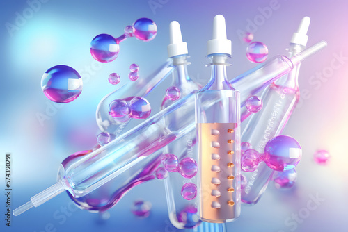 cosmetic pipette with Cosmetic Essence oil and molecular 