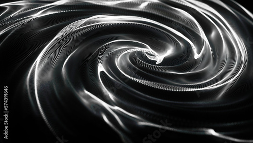 Abstract background with connecting dots. Abstract point digital wave of particles. The whirlpool of bright flames. Liquid vortex. Whirlpool. 3d. photo