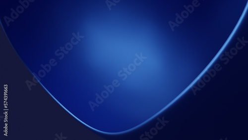 Colorful illustration of a blue abstract curved geometric shape. 3D rendering