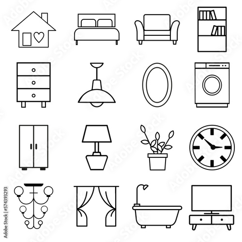 Interior icon vector set. Home illustration sign collection. Comfort symbol or logo.