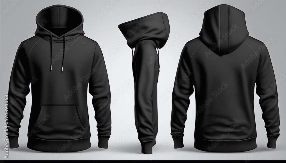 Men's black hoodie template, men's hoodie for your mockup design for ...