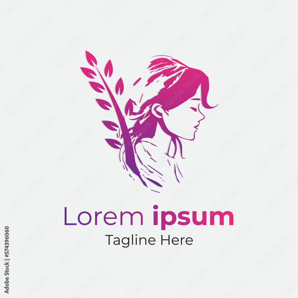 Celebrating Women's Day with a Graceful Pink Gradient Girl Logo