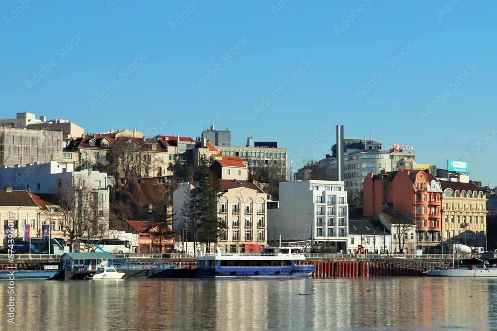 Belgrade, Serbia, сity view, old city buildings along the Danube