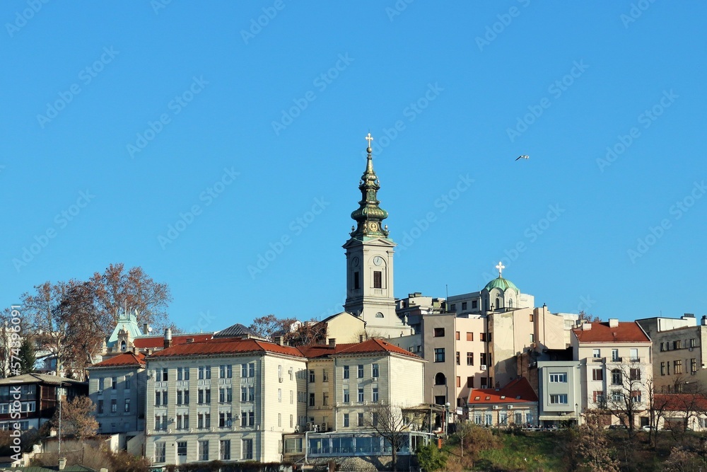 Belgrade, Serbia, City view, old city buildings along the Danube
