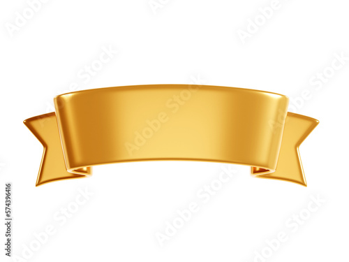 Golden ribbon banner 3d render - illustration of glossy text box for title sign or advertising message.