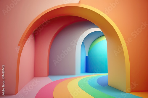 creative abstract interior design in rainbow colors. Generative AI