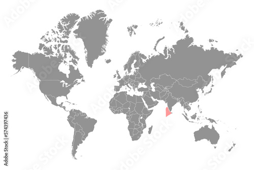 Laccadive Sea on the world map. Vector illustration.