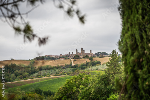San Gimignano medieval town in the province of Siena, Italy. photo