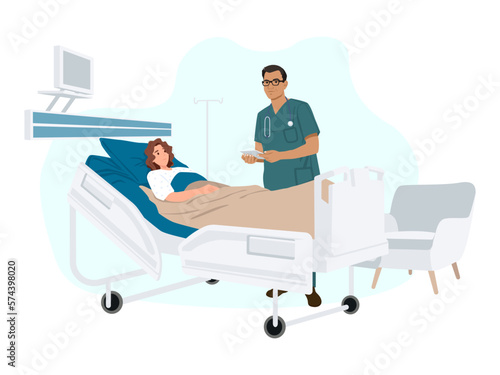 Patient and examining doctor in hospital.