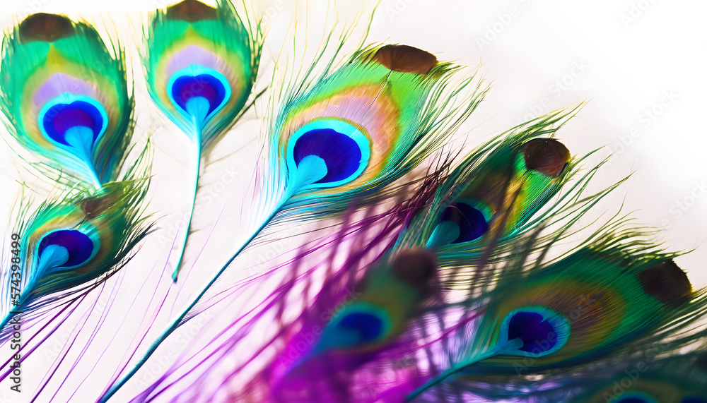 Obraz premium Beautiful Peacock Feather isolated on white background