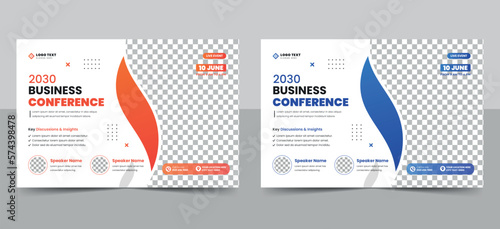 Corporate business conference or webinar horizontal flyer template and invitation banner