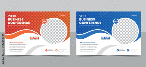 Abstract corporate business conference flyer or webinar horizontal event banner template