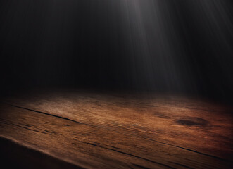 empty wooden table with smoke float up on dark background Empty Space for display your products,.empty wooden table with smoke float up on dark background Empty Space for display your products