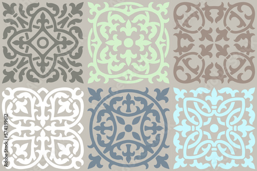 Ceramic tile pattern. Wall or floor texture. Absrtract decorative porcelain pottery.