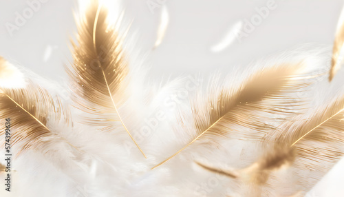 Beautiful gold and white feather background © MAJGraphics