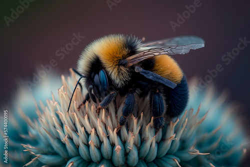 A bumble bee on a flower. Generative AI