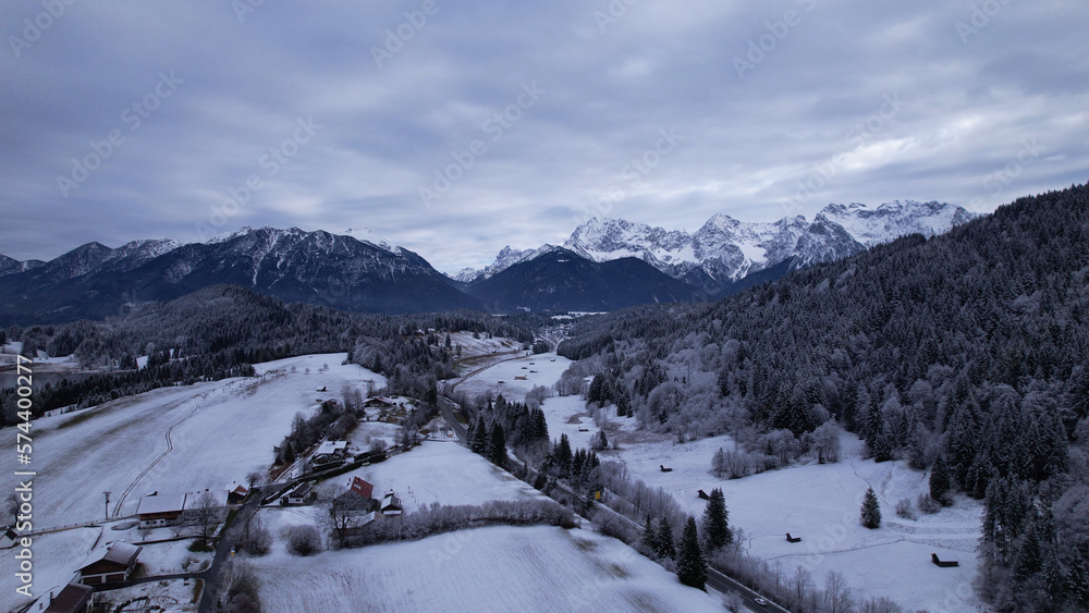 The Karwendel mountains, the largest mountain range of the Northern Limestone Alps, near Garmisch-Partenkirchen and Mittenwald, Krun, Bavaria, Germany.