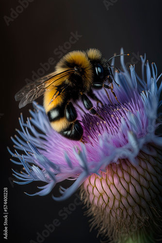 A bumble bee on a flower. Generative AI