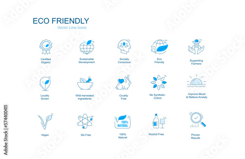 Eco-Friendly Vector Line Icons for Natural Cosmetics Symbols