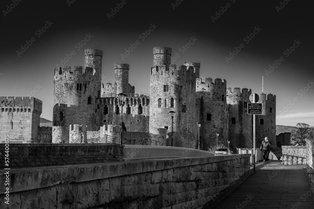 Conwy castle and town at sunrise North Wales Conwy castle and town at sunrise North Wales