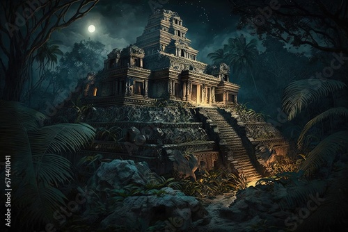 Illuminating the Hidden Treasures Within an Exquisite Maya Landscape Generative AI © pngking