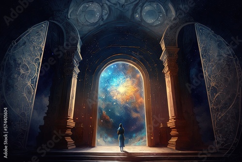 Sanctuary Within Celestial Walls  Illumination of Knowledge and Compassion Generative AI
