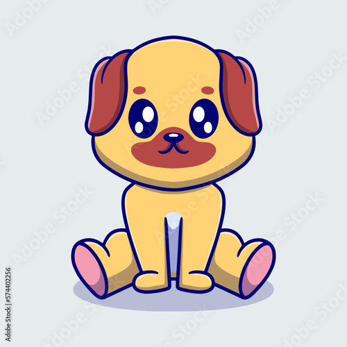 Cute dog cartoon icon illustration