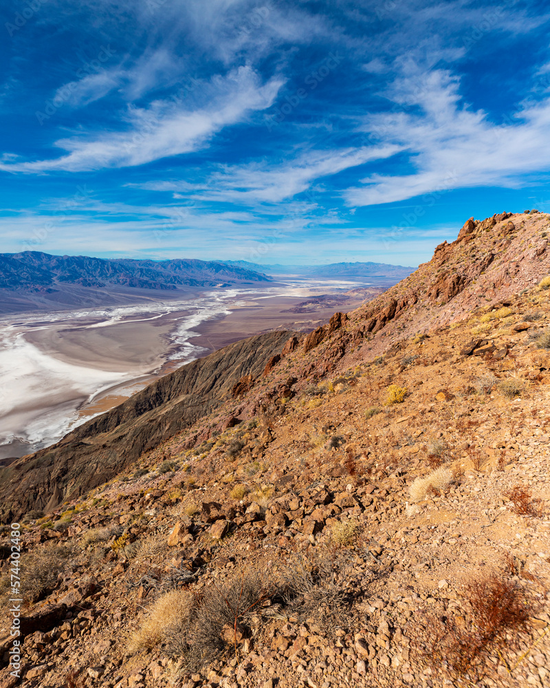 panorama of death valley national park seen from dante's view peak lookout; famous desert in california during spring panorama of death valley national park seen from dante's view peak lookout; famous desert in california during spring
