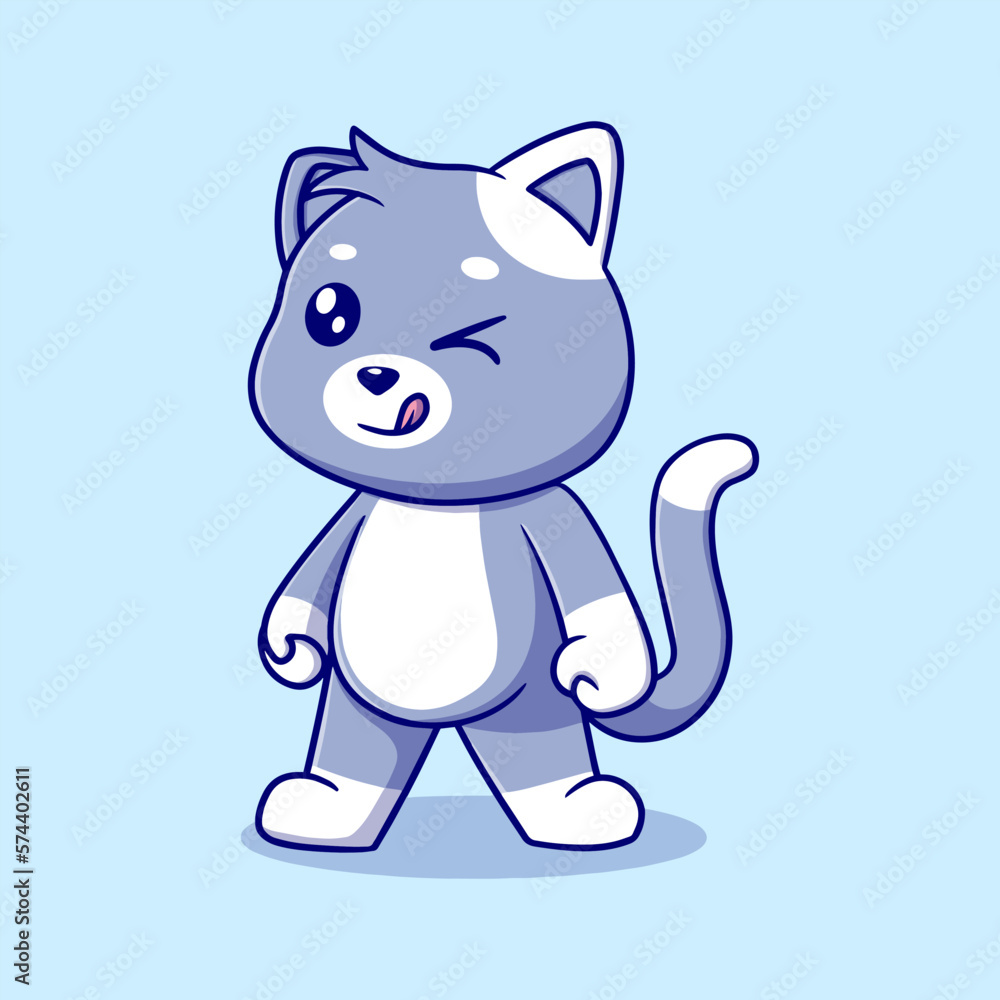 cute cat cartoon icon illustration