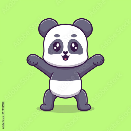 Cute panda cartoon icon illustration