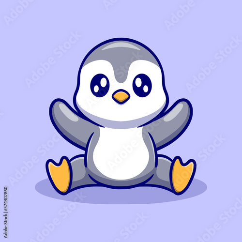Cute baby penguin cartoon icon illustration © Nocte_studio