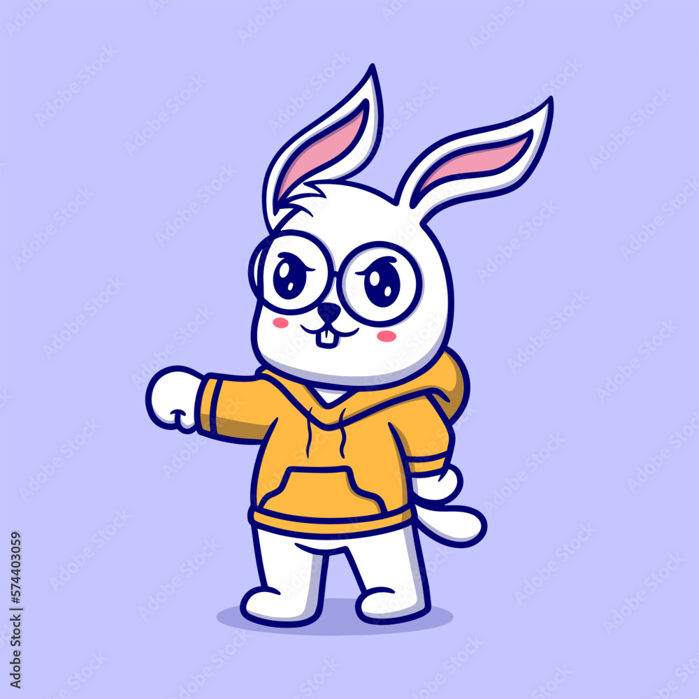 Cute bunny wearing jacket cartoon illustration Cute bunny wearing jacket cartoon illustration