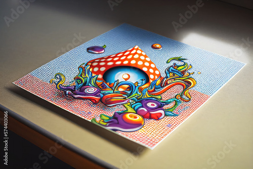 Illustration of a LSD blotter paper - AI Generated