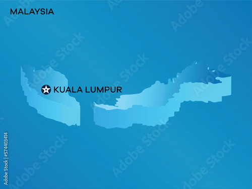 Photography MALAYSIA 3D Isometric map with Capital Mark Kuala Lumpur Vector Illustration Des