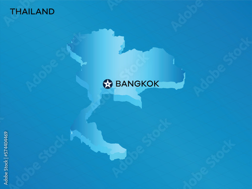 Thailand 3D Isometric map with Capital Mark Bangkok Vector Illustration Design
