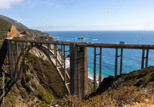 Bixby Creek Bridge, also known as Bixby Canyon Bridge, is on the Big Sur coast of California, USA. It is a reinforced concrete open-spandrel arch bridge.