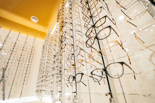 Close up glasses at modern shop © andrew_shots
